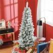 ALBERO DI NATALE 180CM CON 479 RAMI INNEVATI, DESIGN ALTO E STRETTO CON BASE PIEGHEVOLE, VERDE
