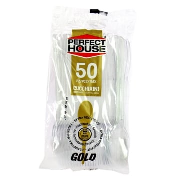 PERFECT HOUSE CUCCHIAINI TRASPARENTI EXTRA RESISTENTE 50PZ 