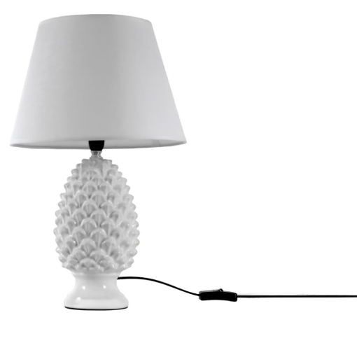 LAMPADA LUMETTO CON DESIGN A PIGNA CON BASE IN COLORE BIANCO 52 CM