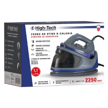 HIGH-TECH FERRO DA STIRO CON CALDAIA 2250W CAPACITÀ SERBATOIO 1.1LT - COLORE NERO E BLU OKX