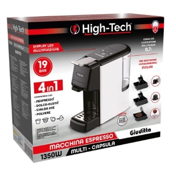 HIGH-TECH MACCHINA ESPRESSO ''GIUDITTA'' MULTICAPSULA 1350W 4 IN 1 - COLORE BIANCO OKX