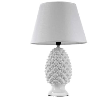 LAMPADA LUMETTO CON DESIGN A PIGNA CON BASE IN COLORE BIANCO 36 CM