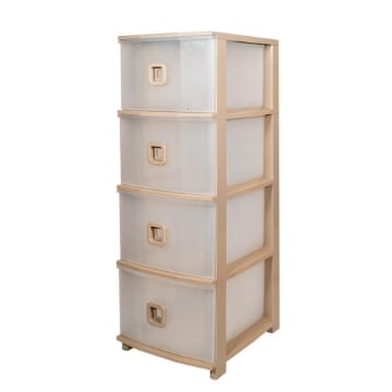 CASSETTIERA PATRIKA SLIM PLUS IN PP CON 4 CASSETTI E PIANO D'APPOGGIO CON STRUTTURA COLORE TORTORA DIMENSIONI 28,5X37,5X80H CM - OKX