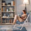 POLTRONA RELAX COMODONA GRIGIO SCOZZESE IN LEGNO 3 POSIZIONI OKX