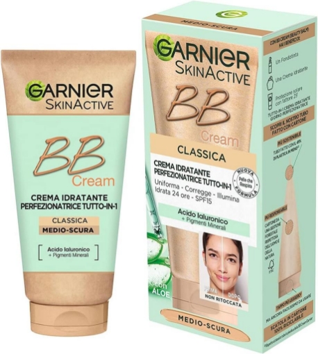 GARNIER SKIN ACTIVE BB CREAM PERFEZIONATRICE TUTTO IN 1 CON ACIDO IALURONICO E ALOE - COLORAZIONE MEDIO SCURA