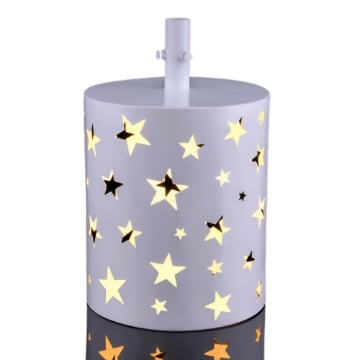 MAURY'S BASE SUPPORTO ALBERO DI NATALE IN METALLO BIANCO CON STELLE E LED DIMENSOINI 30X30X48H CM OKX