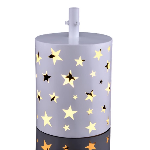 MAURY'S BASE SUPPORTO ALBERO DI NATALE IN METALLO BIANCO CON STELLE E LED DIMENSOINI 30X30X48H CM OKX