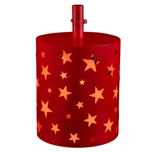 MAURY'S BASE SUPPORTO ALBERO DI NATALE IN METALLO ROSSO CON STELLE E LED DIMENSOINI 30X30X48H CM OKX