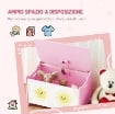BAULE PORTAGIOCHI CON COPERCHIO PER BAMBINI PER GIOCATTOLI E VESTITI, 60X37X39 CM, ROSA