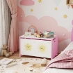 BAULE PORTAGIOCHI CON COPERCHIO PER BAMBINI PER GIOCATTOLI E VESTITI, 60X37X39 CM, ROSA