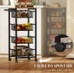 CARRELLO DA CUCINA CON 4 CESTINI ESTRAIBILI, RUOTE E FRENI, ACCIAIO E LEGNO, 49.5X31X91 CM, ROVERE