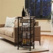 CARRELLO DA CUCINA CON 4 CESTINI ESTRAIBILI, RUOTE E FRENI, ACCIAIO E LEGNO, 49.5X31X91 CM, ROVERE