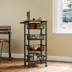 CARRELLO DA CUCINA CON 4 CESTINI ESTRAIBILI, RUOTE E FRENI, ACCIAIO E LEGNO, 49.5X31X91 CM, ROVERE