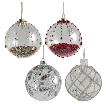 XMAURY'S SFERA NATALIZIA CON LACCIO REALIZZATA IN VETRO DA 8 CM COLORE ASSORTITO