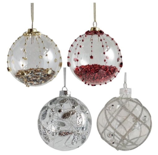 XMAURY'S SFERA NATALIZIA CON LACCIO REALIZZATA IN VETRO DA 8 CM COLORE ASSORTITO