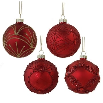 MA MAISON SFERA NATALIZIA IN VETRO COLORE ROSSO 8 CM - ASSORTITA OKX