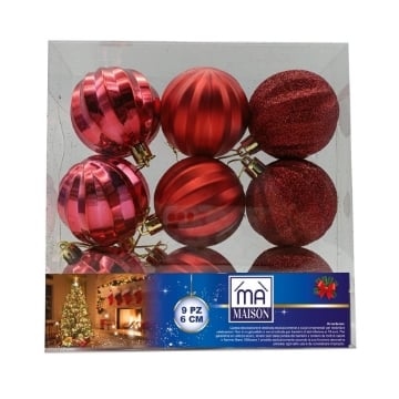 MAURY'S BOX 9 SFERE NATALIZIE SPIN ROSSO 6CM OKX