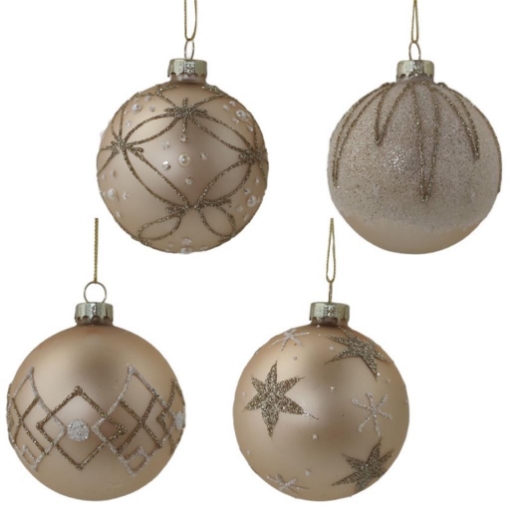 MA MAISON SFERA NATALIZIA IN VETRO CHAMPAGNE 8CM - ASSORTITA OKX