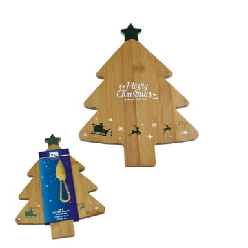 MA MAISON SET TAGLIERE MERRY CHRISTAMAS AD ALBERO IN BAMBOO + COLTELLO - DIMENSIONI 22X31 CM OKX