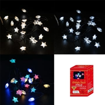 HIGH TECH NATALE STELLE CATENA LUMINOSA 120CM 20 MICROLED A BATTERIA 30CM DI CAVO SPINA PER INTERNI ASSORTITO OKX