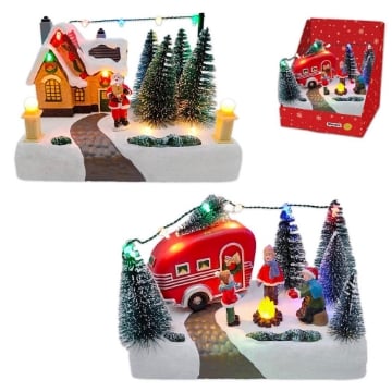 MA MAISON VILLAGGIO NATALIZIO ''HOLIDAY'' CON LUCI LED A BATTERIA DIMENSIONI 17X10X12 CM - ASSORTITO OKX