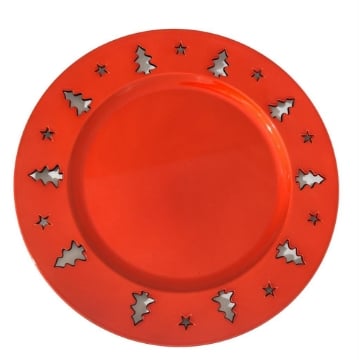 MA MAISON SOTTOPIATTO CON ALBERI DI NATALE COLORE ROSSO - DIAMETRO 33 CM OKX