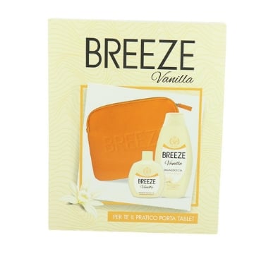 BREEZE VANILLA CONFEZIONE REGALO DOCCIA-SHAMPOO & BAGNOSCHIUMA 3 IN 1 400ML, DEODORANTE SQUEEZE 100ML + PORTA TABLET ELEGANTE