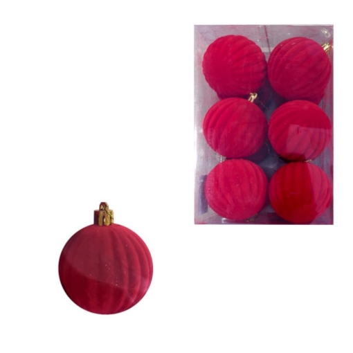 MA MAISON BOX 12 SFERE DI NATALE IN VELLUTO ROSSO Ø8 CM - OKX