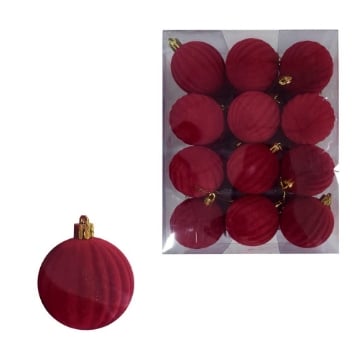 MA MAISON BOX 24 SFERE DI NATALE IN VELLUTO ROSSO Ø6 CM - OKX