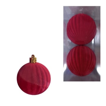 MA MAISON BOX 2 SFERE DI NATALE IN VELLUTO ROSSO Ø15 CM - OKX