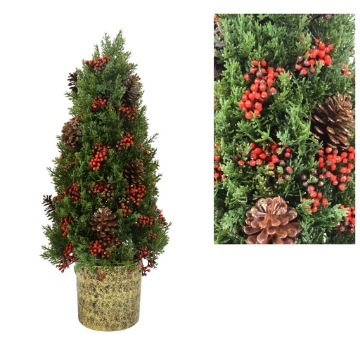 MA MAISON ALBERO DI NATALE DA TAVOLO CON BACCHE ROSSE  - VERDE 45H CM OKX