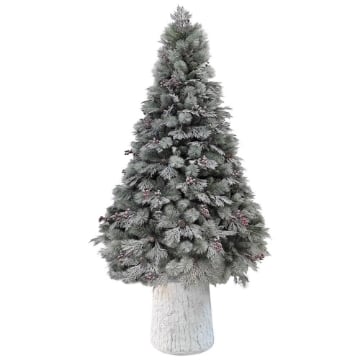 MAURY'S  ALBERO DI NATALE CURMAYEUR INNEVATO CON BASE TRONCO BIANCA 180CM - RAMI 482 OKX