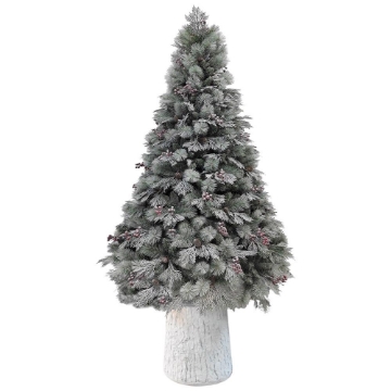 MAURY'S ALBERO DI NATALE COURMAYEUR INNEVATO CON BASE TRONCO BIANCA CM.210 T - RAMI 738 OKX