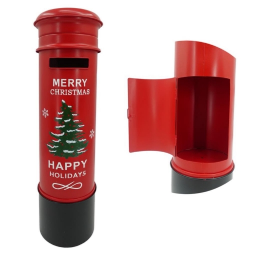 CASSETTA POSTALE NATALE CICLINDRICA19X19X65,5H CM IN METALLO OKX