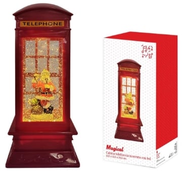 MAURY'S MAGICAL CABINA TELEFONICA INNEVATA CON LED E MUSICA 10,5X10,6X26,5H CM CAVO USB OKX