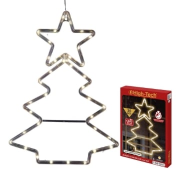 HIGH TECH ALBERO DI NATALE 36 LED 32X44 CM + TIMER + CAVO 30CM TRASPARENTE - USO ESTERNO/INTERNO OKX