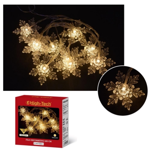 HIGH TECH FILO FIOCCO DI NEVE 10 LED BIANCO CALDO 165 CM - USO INTERNO OKX