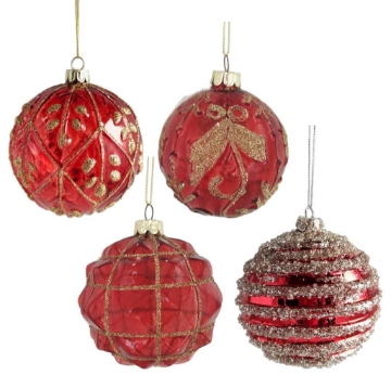 MAURY'S SFERA NATALIZIA CON LACCIO REALIZZATA IN VETRO DA 10 CM COLORE ROSSO OKX