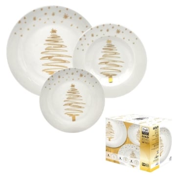 MA MAISON SET PIATTI ''GOLD'' 18PZ IN PORCELLANA - 6 PIATTI FONDI, 6 PIATTI PIANI, 6 PIATTI FRUTTA OKX