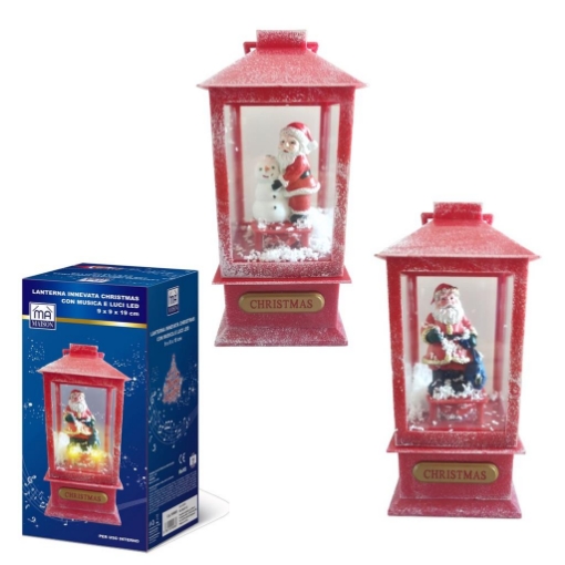 MA MAISON LANTERNA INNEVATA CHRISTAMAS CON MUSICA E LUCI LED DIMENSIONI 9X9X19H CM - ASSORTITO OKX