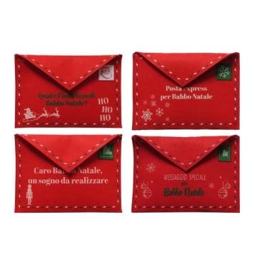 MA MAISON BUSTA XMAS PER LETTERINA BABBO NATALE IN FELTRO CON SCRITTE - DIMENSIONI 26X18H CM ASSORTITO