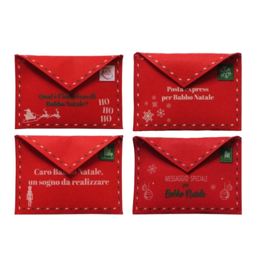 MA MAISON BUSTA XMAS PER LETTERINA BABBO NATALE IN FELTRO CON SCRITTE - DIMENSIONI 26X18H CM ASSORTITO