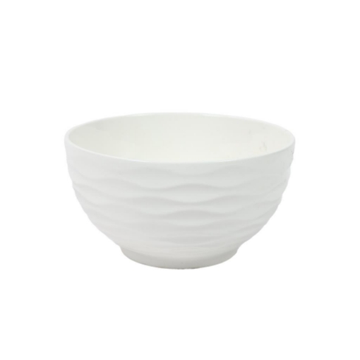 MA MAISON CIOTOLA ''SAND BOLO'' IN PORCELLANA BIANCA EFFETTO ONDULATO 3D 15CM 650CC - OKX