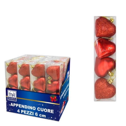 MA MAISON APPENDINO ALBERO DI NATLE "CUORE" 4PZ 6CM ROSSO