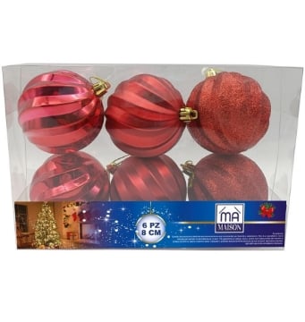 MAURY'S BOX 6 SFERE SPIN ROSSO 8CM OKX