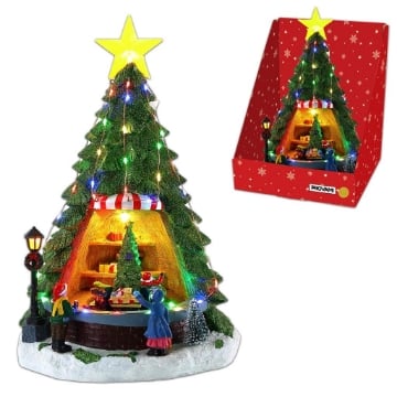 MA MAISON ALBERO NATALIZIO ANIMATO CON MUSICA E LED 22X22X34 CM A BATTERIA OKX