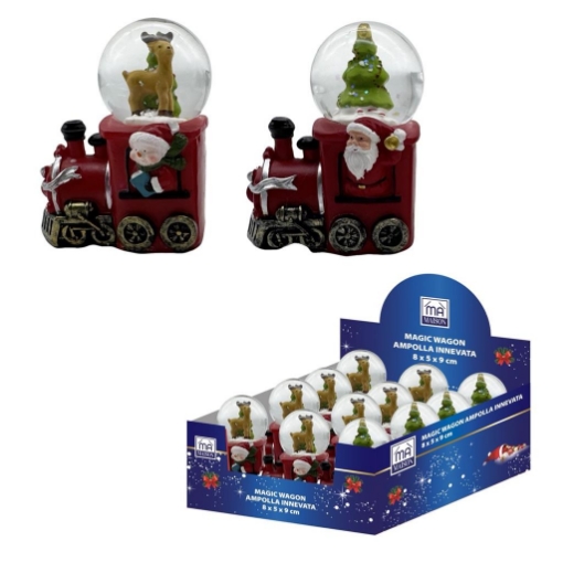 MA MAISON AMPOLLA INNEVATA MAGIC WAGON RENNA O ALBVERO DI NATALE 8X5X9 CM ASSORTITO OKX
