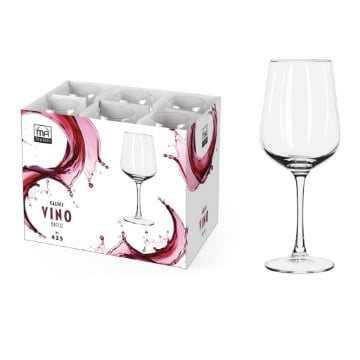MA MAISON BACCO SET 6 CALICI DI VETRO PER VINO 435ML OKX