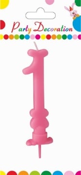 MAURY'S CANDELA PER COMPLEANNO NUMERO "1" ROSA