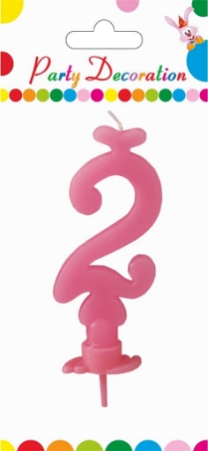 MAURY'S CANDELA PER COMPLEANNO NUMERO "2" ROSA